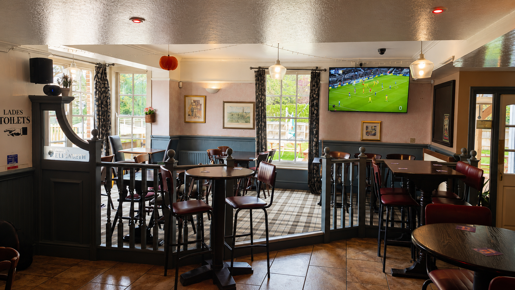 The lounge and TV area for live sport at The Queen Elizabeth